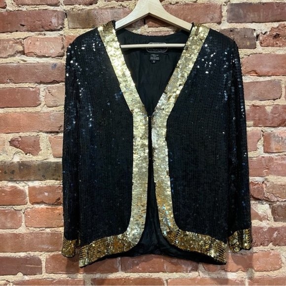 Jean for Joseph Le Bon Vintage 100% Silk Sequin Jacket Size Small - Picture 1 of 6